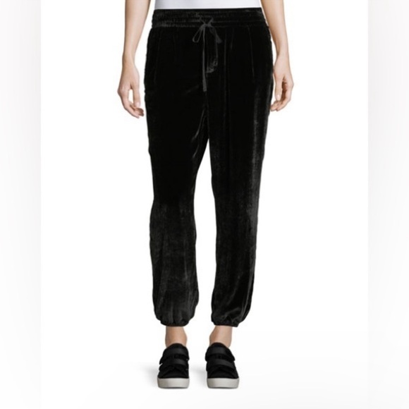 Current/Elliott Pants - Current/Elliott The Eden Velour Jogger Sweatpants Solid Black Size 1 Small Women